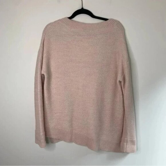 Zara Women's Sweater Chevron Knit V-neck Asymmetrical Hem Long Sleeve Pink S - Picture 15 of 16